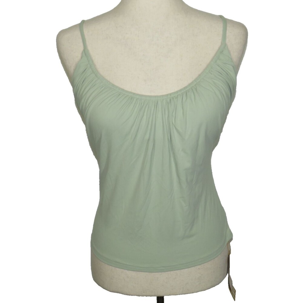 OGL Eco SkinKiss Scoop Neck Gathered Padded Brami Tank Top Green Size Small